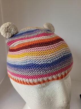 Baby Gap Multicolor Striped 100% Cotton Knit Beanie Hat 6-12mo